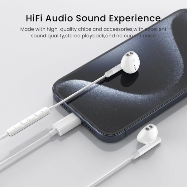 USB C Headphones for iPhone 16 15 Pro Max Plus iPad Pro USB C Earphones with Microphone Volume Control USB C Wired Earbuds USB Type C Earphone for Google Pixel 8 7 6A 5 Samsung S24 S23 S22 S21 S20 A55