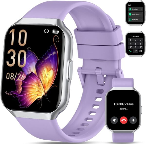 Smart Watch for Men Women (Answer/Make Call), 1.96" Smartwatch Fitness Activity Tracker, 110+ Sports IP68 Waterproof, Heart Rate/Sleep Monitor/Pedometer/Calories, Fitness Watch for Android/iOS Purple