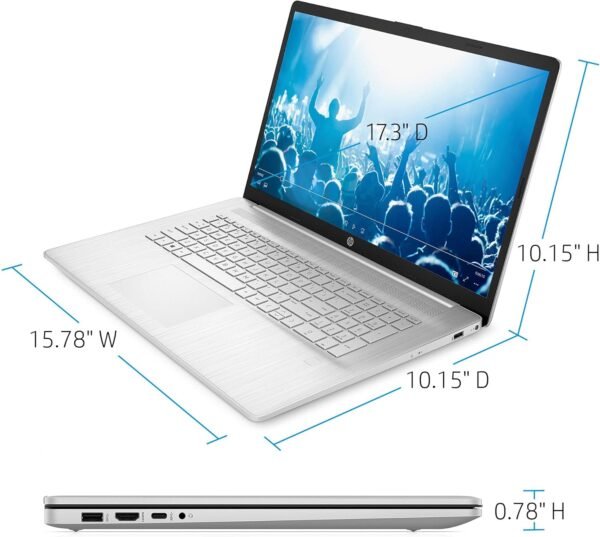 HP 2024 New 17 inch Laptop, AMD Ryzen 5 5500U 6-Cores Processor(Beat i7-1250U), 17" FHD (1080p) IPS Display, 32GB RAM, 1TB SSD, Fingerprint Reader, Windows 11 Pro, w/WOWPC Recovery USB