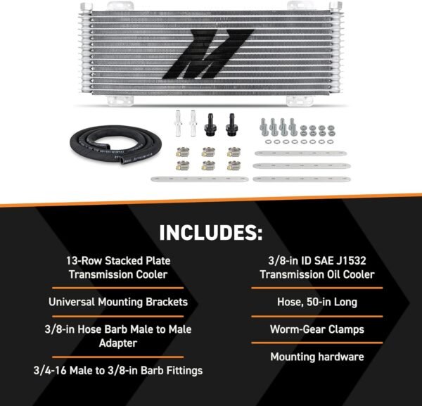 Mishimoto Universal Fit Transmission Cooler, 13-Row Stacked Plate, 22.85" X 7.10” X 1.25” Core