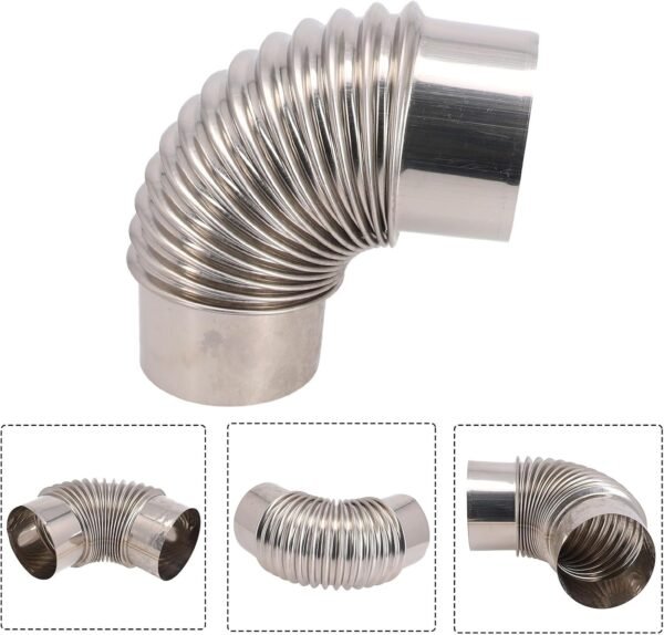2-Pack 90 Degree Stove Pipe, Elbow Chimney Stainless Steel Flue Exhaust Pipe for Outdoor Wood Stove, Camping Stove, and Heater, Heavy Duty Extension Tube for Flue System(3.54 Inch)