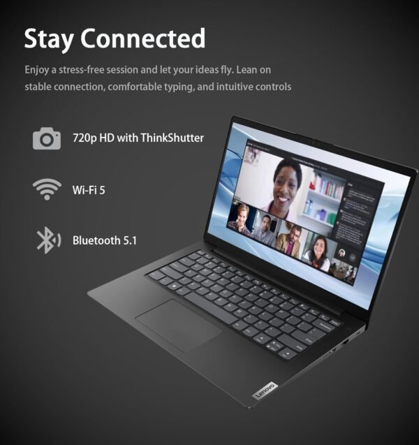 Lenovo V14 Laptop (14" FHD Anti-Glare, 6-Core AMD Ryzen 5 (> i5-1135G7), 16GB RAM, 512GB SSD) for Business & Home & Student, Thin & Light, Webcam w/Shutter, Ethernet, Windows 11 Pro, Black