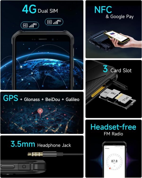 Ulefone Rugged Smartphone Armor X12 Android 13 Go, 6GB+32GB up to 256GB Extension, 5.45" Screen, 13MP Camera, 4860mAh, 3-Card Slots Cell Phone, NFC, OTG, Green Unlocked Android Phones