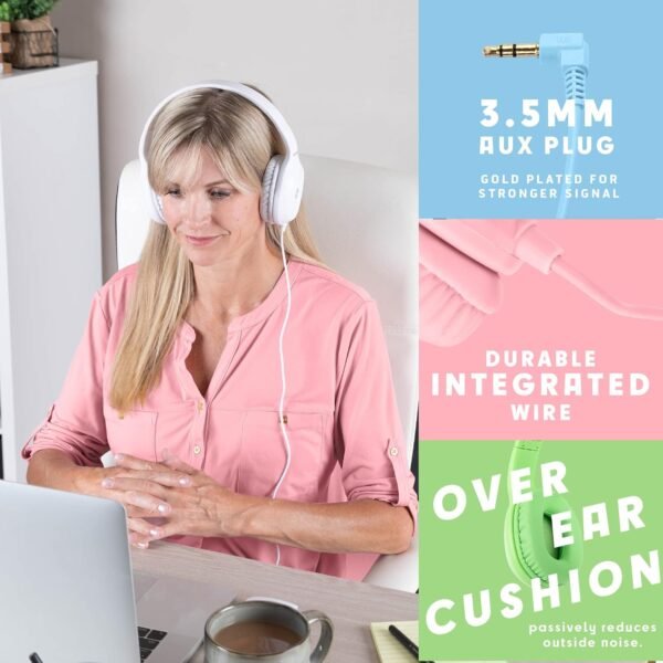 Kids Headphones for School - 5-Pack On-Ear, Wired, Adjustable & Cushioned - Mixed Colors