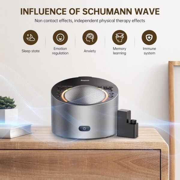 Schumann Wave Box is a Component Combined with ANWOON Sleep Sound Machine to Use, has a Generator Gives electromagnetic Wave of Theta, Calming People Down and Relieving Their Anxiety.