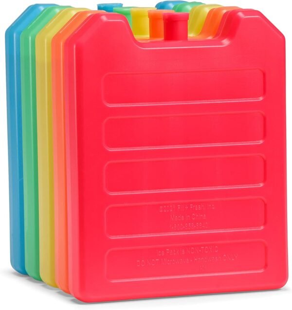 Cool Coolers by Fit + Fresh, 5 Pack Days of the Week Ice Blocks, Compact Reusable Ice Packs for Lunch Boxes & Coolers, Multi Colored