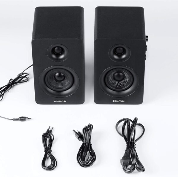 SW208 3" Active Bluetooth 5.0 Bookshelf Speakers – 60W Carbon Fiber Speaker Unit - Built-in 24bit DAC - Dynamic 3D Surround Sound – 2.0 Computer PC Monitor Gaming Speakers (Pair, Black)