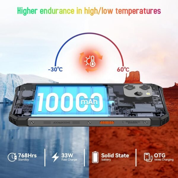 Blackview BV8900 Rugged Smartphone(With FLIR Thermal Image Camera), 16GB RAM+256GB ROM(up to 2TB), Android 13, 10000mAh Battery 33W Fast Charge, 64MP Camara, 6.5inch 2.4K Display, NFC, IP68 Waterproof