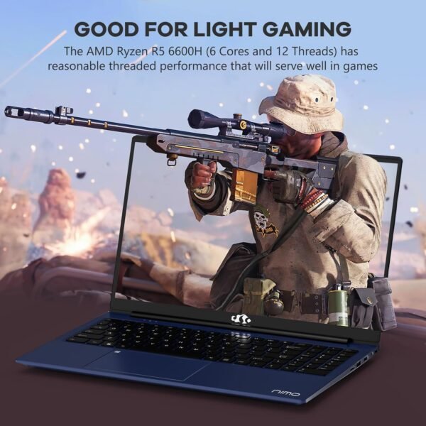 NIMO Laptop, 15.6 FHD-Laptop, 32GB RAM 2TB SSD, 6 Cores AMD Ryzen 5 6600H (Beat i5-12450H, Up to 4.5GHz), 100W Type-C 54Wh Battery WiFi 6 BT5.2 Backlit Keyboard Laptop for Working Student Business