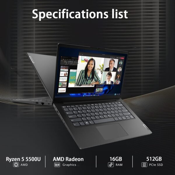 Lenovo V14 Laptop (14" FHD Anti-Glare, 6-Core AMD Ryzen 5 (> i5-1135G7), 16GB RAM, 512GB SSD) for Business & Home & Student, Thin & Light, Webcam w/Shutter, Ethernet, Windows 11 Pro, Black