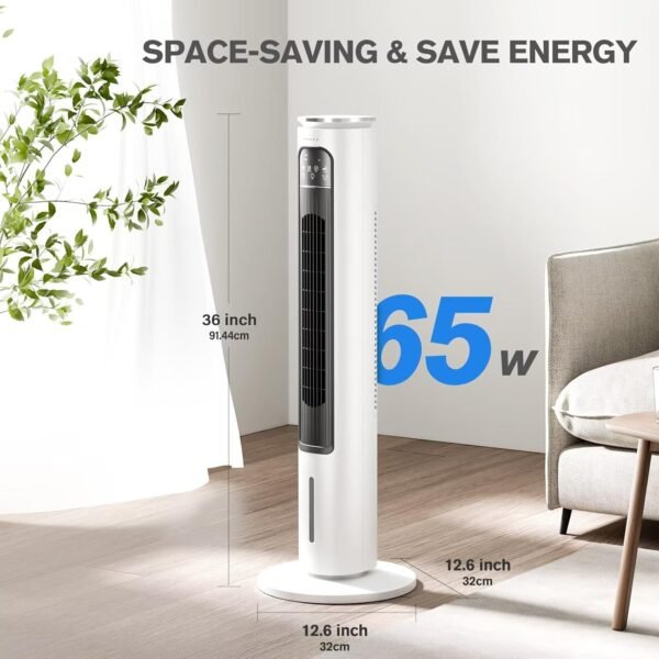 Windowless Portable Air Conditioners, 36’’ Evaporative Air Cooler w/Remote, 2.5L Water Tank & 4 Ice Packs, 12H Timer Auto-off, 70° Oscillating, Quiet Cooling Tower Fan For Bedroom Living Room Office