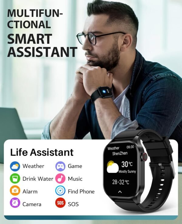 Smart Watch, Infrared True Blood Oxygen Monitor, 2.04-inch AMOLED Display, Heart Rate Sleep Blood Pressure, 136+ Sports Modes, IP68 Waterproof Fitness Tracker, Compatible with Android and iOS