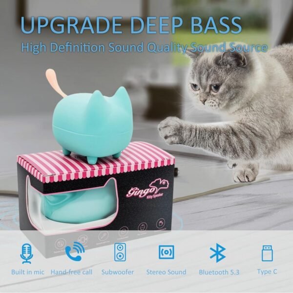 gingo Portable Bluetooth Speaker, Mini Wireless Speakers with Clarity Stereo, TWS Pairing,Built-in Mic, Super Bass,40h Playtime,BT5.3, Cute Pet Mini Speaker (Green)