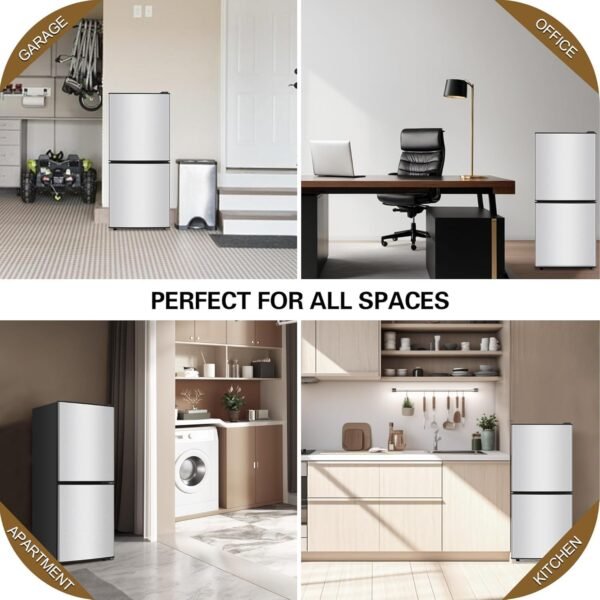 5.6 Cu.Ft Refrigerator, Double Door Fridge with Freezer, RV Refrigerator with 7 Adjustable Thermostat, 3 Shelves and 3 Drawers, Apartment Nevera for Garage, Kitchen, Silver