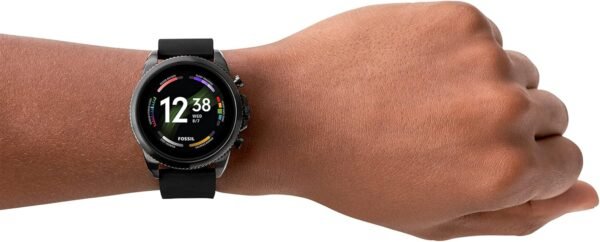 Fossil Men's Gen 6 44mm Stainless Steel and Silicone Touchscreen Smart Watch, Color: Black (Model: FTW4061V)
