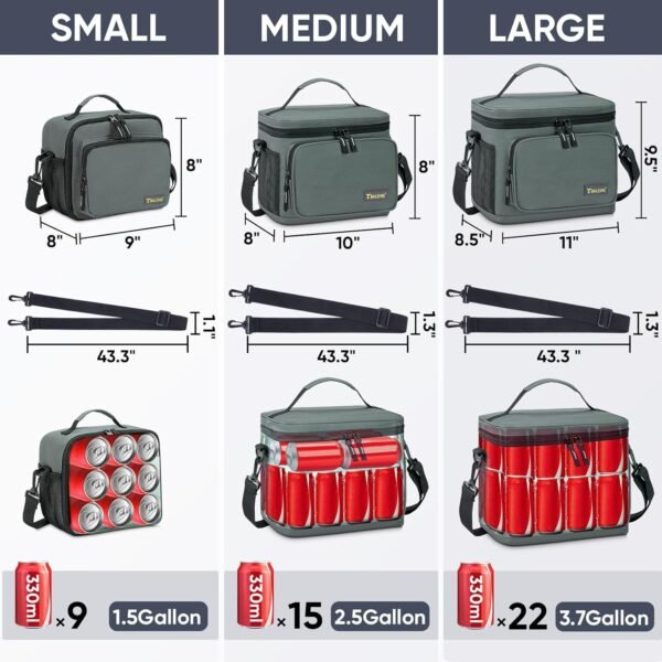 BALEINE 22 Can Large Lunch Bag, Insulated Lunch Bag for Men, Large Leakproof Cooler Bag with Adjustable Shoulder Strap for Office Work Picnic, Freezable Lunch Box for Men Women (Large, Black)
