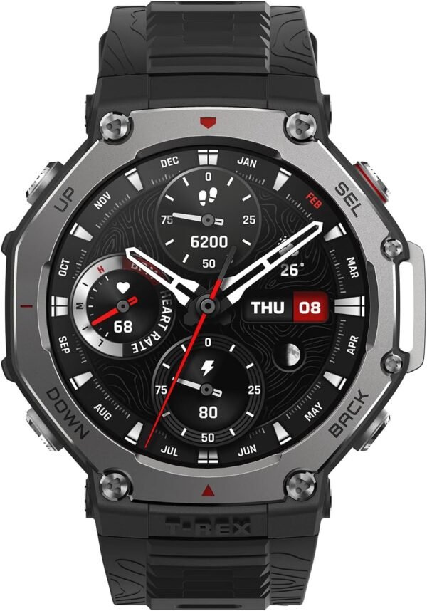 Amazfit T-Rex 3 Military Smart Watch 48mm, Fitness Watches with GPS (with Privacy), AI, Voice Control, Offline Maps, for Android or iPhone, 170 Sports Modes, 328ft Water-Resistant, Black
