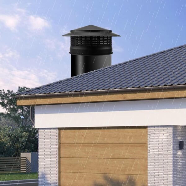 Semetall 8" Round Chimney Cap,304 Stainless Steel Chimney Cover,Cone Top Chimney Cap,Stove Pipe Chimney Cap,Black