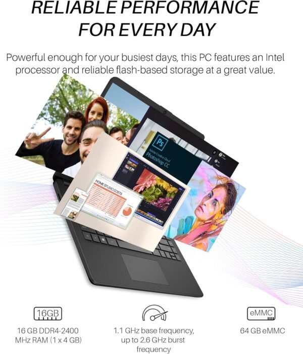 HP Laptops 16GB RAM for Students Business, 14 inch HD Screen, Intel Dual-Core N4120, 416GB Storage(128GB eMMC + 256GB MSD + 32GB USB C Flash Drive), Windows 11 Pro & Office Pro Lifetime License