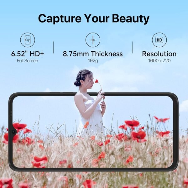 UMIDIGI C1 Cell Phone Unlocked, 5150mAh Battery with 6.52" Full Screen T-Mobile Smartphone 2GB RAM+32GB ROM 256GB Expandable 13+5MP Camera,AI face Unlock,GPS,Dual SIM,WiFi 2.4GHz/5GHz,Warranty,Black