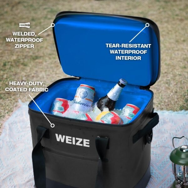 WEIZE 24 Can Soft Cooler,Insulated Lunch Bag,15L Floating Cooler Leak-Proof with Zipper,Portable Ice Chest Bag for Beach, Drink, Beverage, Travel, Camping, Picnic, Car, Trips