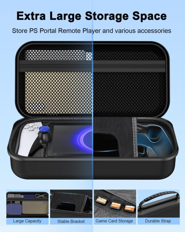 13 in 1 Accessories Set for Playstation Portal Remote Play, Carrying Case for PS Portal for PlayStation Consoles,TPU Cover with Kickstand,Portable Charging Dock,2 Screen Protector,4 Thumb Grip,Earbud Headphones for PS Portal (Black)