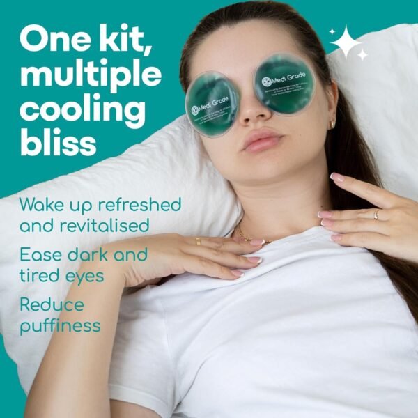 Medi Grade Cooling Ice Face Mask and Cooling Eye Mask for Puffy Eyes & Migraine Relief - Self Care Face Ice Pack with ChillGel Face Ice Mask Technology - Cooling Face Mask, Eye Pads and Bag