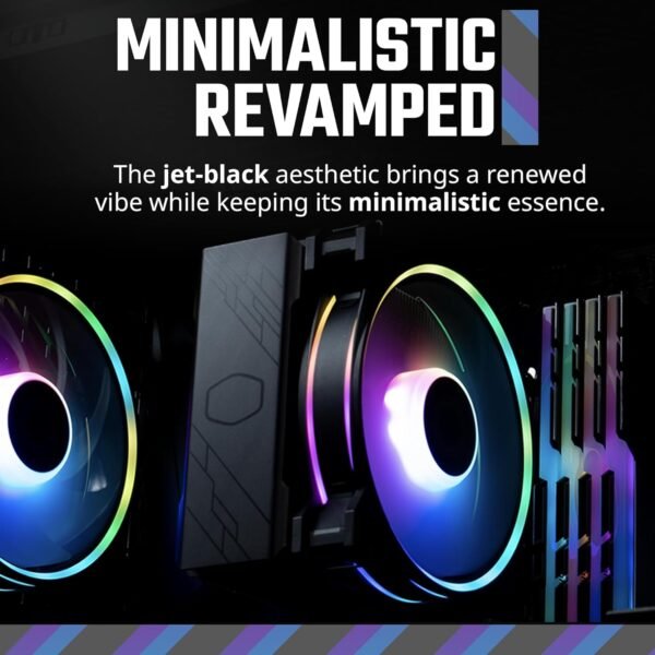 Cooler Master Hyper 212 Halo Black CPU Air Cooler, 120 Halo² PWM Fan, Dual Loop ARGB, Aluminum Top Cover, 4 Copper Heat Pipes, 154mm Tall, AMD Ryzen AM5|AM4, Intel LGA 1851|1700|1200 Brackets