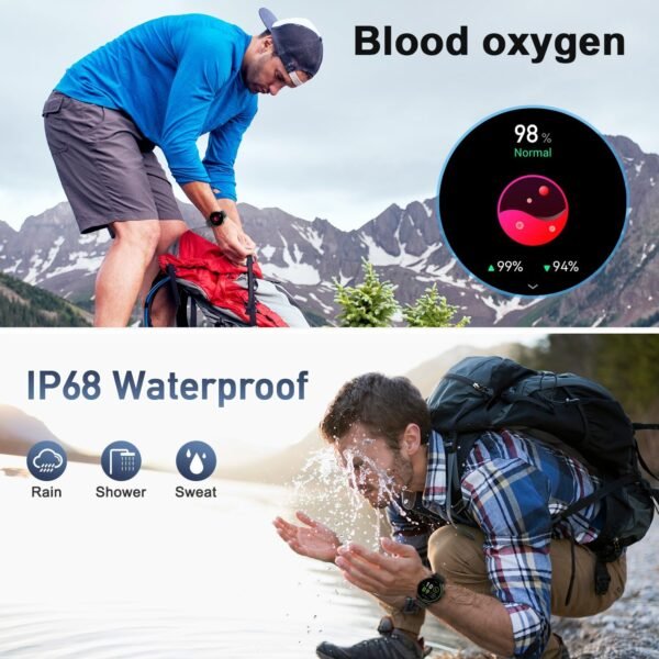 Smart Watch for Men Women Fitness: Waterproof Make/Answer Call Smart Watches for Men Digital Mens Watches Run Smartwatch Android Phones iPhone Samsung Compatible Heart Rate Monitor Step Tracker Black