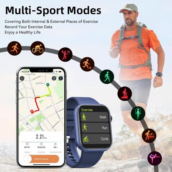 Hwagol Smart Watch (Answer/Make Call) 1.85inch Fitness Tracker, DIY Dials/Pedometer/Calories/Multiple Sport Modes/Voice Assistant, Smart Watches for Men Women Android iOS Phones