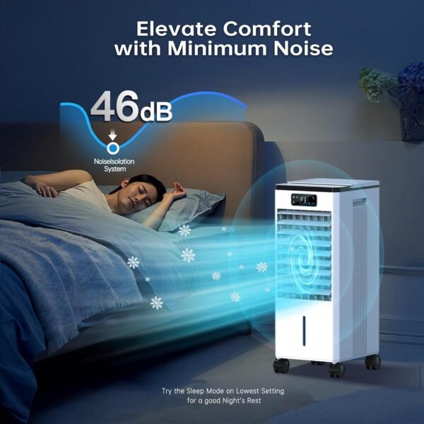 Portable Air Conditioners, 3-IN-1 Swamp Cooler, Evaporative Air Cooler, 4 Modes & 3 Speeds, 2-Gal Water Tank for Cooling, 16 FT/S Remote Control, Windowless Air Conditioner for Indoors