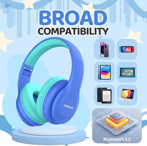 Kids Bluetooth Headphones, Lightweight Kids Wireless Headphones for Kids, 85/94dB Volume Limited, 60 Hours Playtime, Bluetooth 5.3, Over-Ear Toddler Headphones with Built-in Mic-Blue
