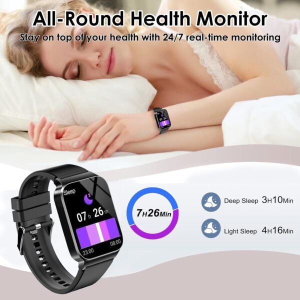 Smart Watches for Men Women - 1.83" HD Smartwatch for Android iOS Compatible with Bluetooth (Answer/Make Calls), Android Watch IP68 Waterproof Fitness Watch, Sleep (Black)