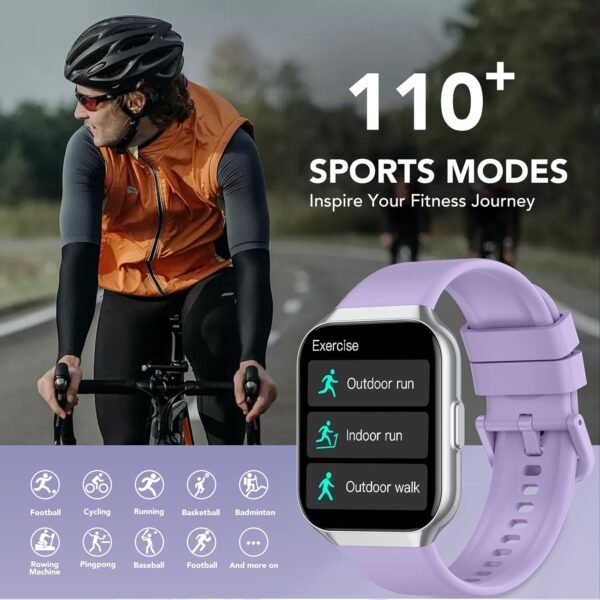 Smart Watch for Men Women (Answer/Make Call), 1.96" Smartwatch Fitness Activity Tracker, 110+ Sports IP68 Waterproof, Heart Rate/Sleep Monitor/Pedometer/Calories, Fitness Watch for Android/iOS Purple