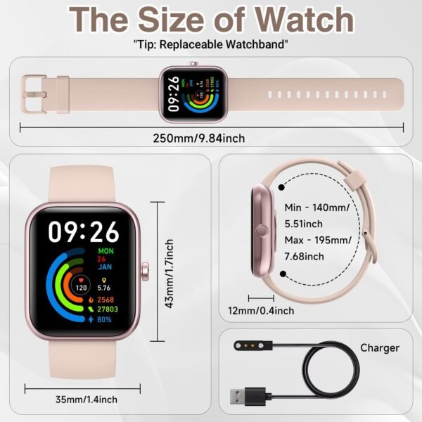 Smart Watch for Men Women with Bluetooth Call,Alexa Built-in Smartwatch,1.83"DIY Dial Fitness Watch with Sleep Heart Rate SpO2 Monitor,100+ Sport Mode,IP68 Waterproof Watch Compatible with Android iOS
