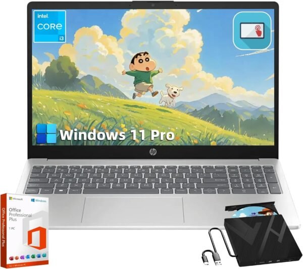 HP Flagship Touchscreen Laptop Computer - 15.6-inch Display | Intel i3-1215U | Windows 11 Pro & Lifetime Microsoft Office Pro for Business and Student | Numeric Keypad | 16 GB RAM + 1 TB SSD