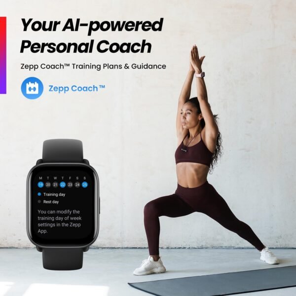 Amazfit Active Smart Watch 42mm, AI Fitness Tracker & Sleep Coach, GPS, Amazon Alexa Built-In, Bluetooth, 14-Day Battery, 120+ Sports Modes, Android & iPhone, Black