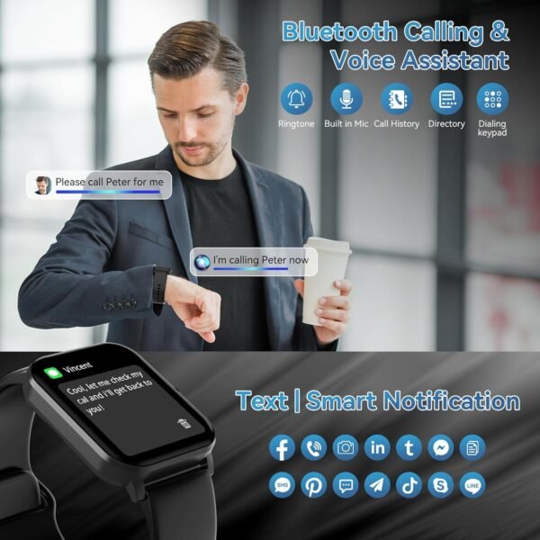 Smart Watch, 1.85" HD Smartwatch for Men Women (Answer/Make Calls), Fitness Watch with Heart Rate/Sleep/IP68 Waterproof/120+ Sports Modes, Pedometer, Android Smart Watch for Android iOS