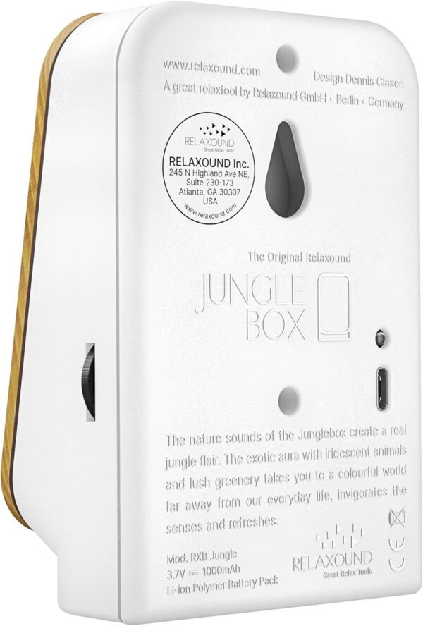 RELAXOUND Original Junglebox Oak - Modern Nature Sound Box - Relaxing Exotic Jungle Sounds - Motion Sensor Tool