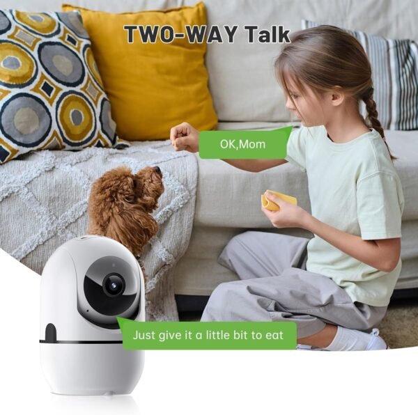 Pan/Tilt Indoor Security Camera, 1080P Security Cameras Wireless Indoor for Home Security, Dog Camera/Pet Camera with Phone App, Night Vision, 2-Way Audio, TF/Cloud Storage(2.4Ghz)