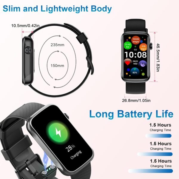 Smart Watch, Smartwatch for Men Women with 24 Sport Modes, IP68 Waterproof Fitness Tracker with 24/7 Heart Rate/Sleep/SpO2 Monitor, Step Tracker, Pedometer, Activity Tracker for Android iOS