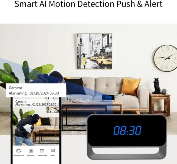 Clock Camera - Full HD 1080P Wireless Camera - WiFi Nanny Cam for Home Indoor Security - WiFi & Bluetooth Connection【Upgraded】