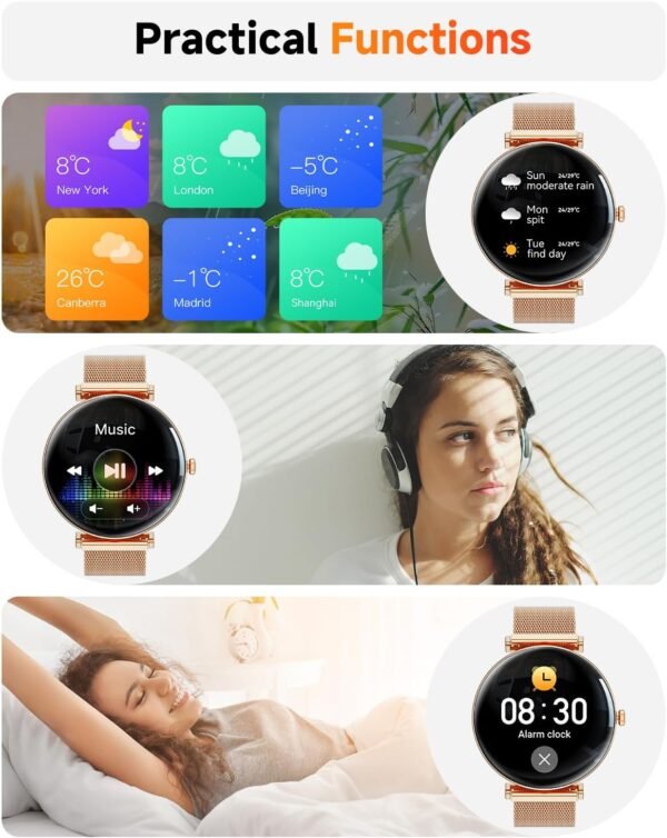 Hwagol Smart Watch[Call/2 Bands/Metal Slim]Android Samsung iPhone Compatible,1.43" Micro-Spherical AMOLED Smart Watches for Women,IP68 Waterproof Fitness Tracker Sleep/Heart Rate Monitor,Women's Gifts
