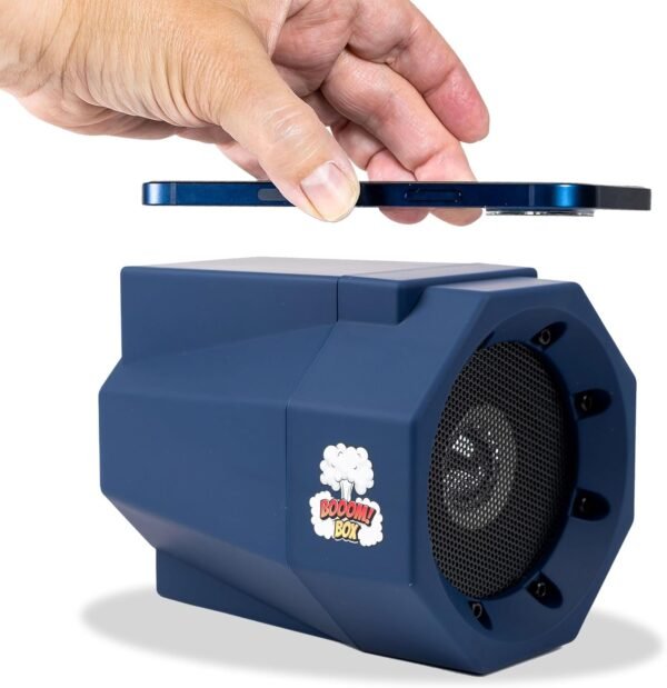 Mad Man Phone Volume Amplifier Sound Booster - No Bluetooth or Cables, Set Smartphone on Speaker to Amplify Audio, Universally Compatible, Works with Speakerphone, Perfect for Seniors (Navy)