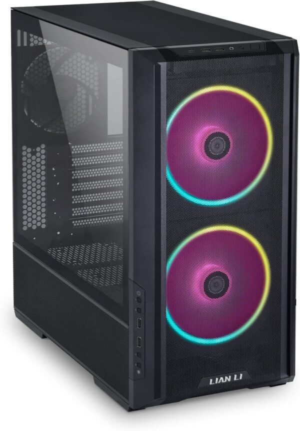 Lian Li Lancool 216 Mid-tower case with high cooling performance - Includes controller - dual front 160MM PWM fans and 1 rear 140MM PWM fan - Airflow focused - Up to 10 fans (LANCOOL 216RC-X BLACK)