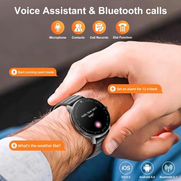 Smart Watch for Men Women Answer/Make Calls, 1.39''Touch Screen Fitness Tracker with 110+Sports Modes,Voice Assistant Fitness Watch,IP67 Waterproof Smartwatch for Android iOS
