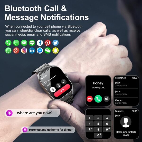 Curve Military Smart Watch for Men(Answer/Make Call), 2.01" Smartwatch with Heart Rate/Sleep Monitor, Fitness tracker with 120+ Sports Modes IP68 Waterproof Fitness Watch for Android iOS (2 Straps)