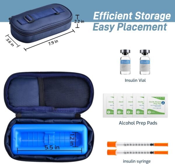 Cruxer Insulin Vial Cooler Travel Case,Diabetes Carrying Insulated Bag for Supplies Keep Medicine Cool,Diabetic Small Bottle Protector Kit for Storage,Portable Mini Pack with Protective Ice Brick