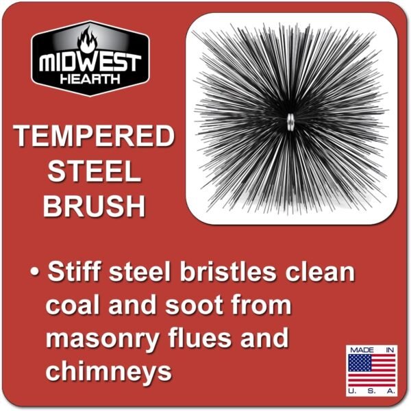 Midwest Hearth Square Wire Chimney Cleaning Brush (6-Inch Square) Made in USA