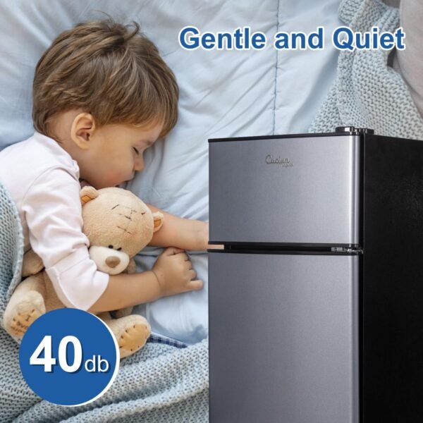 Mini Fridge with Freezer, 2.9 Cu.Ft Small Fridge, Energy Saving, Low Noise,7 Adjustable Thermostat, Double Door Small Refrigerator for Dorm, Bedroom, Office